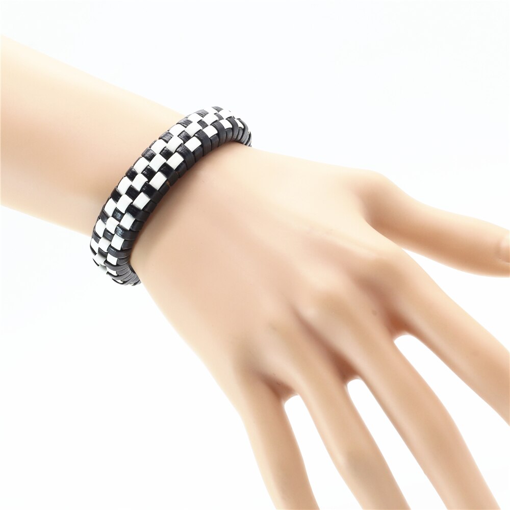 Nowy przyjazd moda na co dzień punk głaz wielobarwność liny tkane splot kobiety skórzane bransoletki mężczyzn kobiet biżuteria męska hurtownie