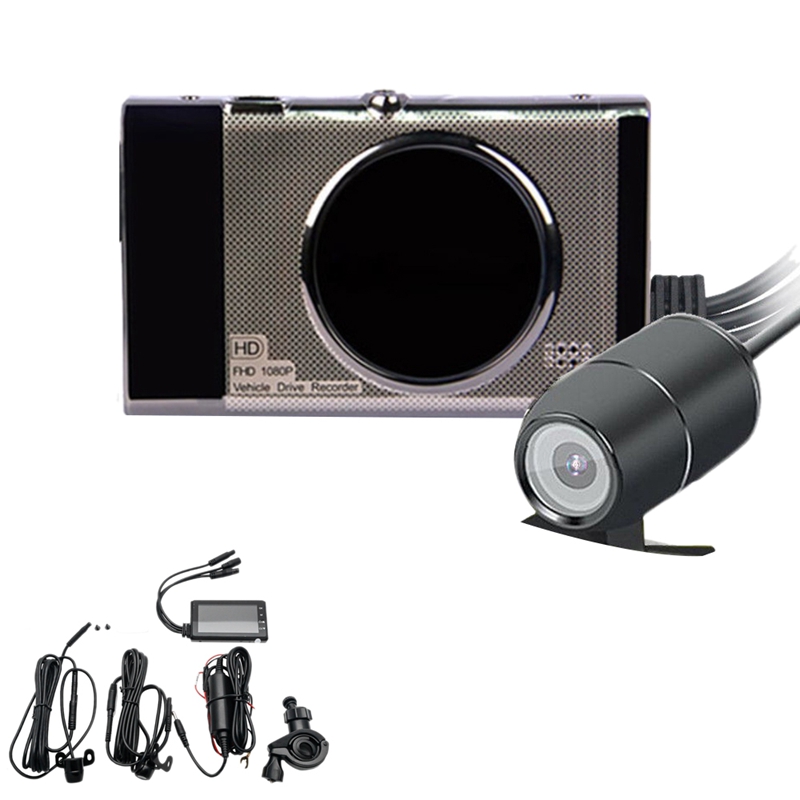 3 Inch Motorfiets Dvr Sprint Camera Full Hd 1080 P/720 P Lcd Dual Camera Voor En Achter View spiegel Waterdichte Camera Gps G-Sensor