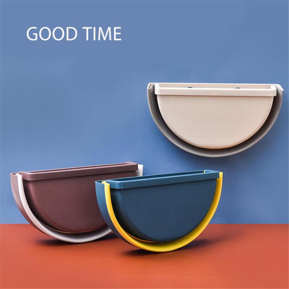 Cubo de basura plegable colgador para puerta de armario, papelera de pared, para baño, almacenamiento de desechos