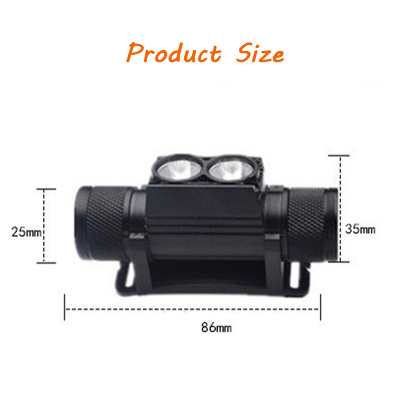 XANES D25 1650LM 2 x XPL LED 6 Modes Stepless Dimming USB Interface IPX6 Waterproof Headlamp Emergency Lamp Torch Spotlights