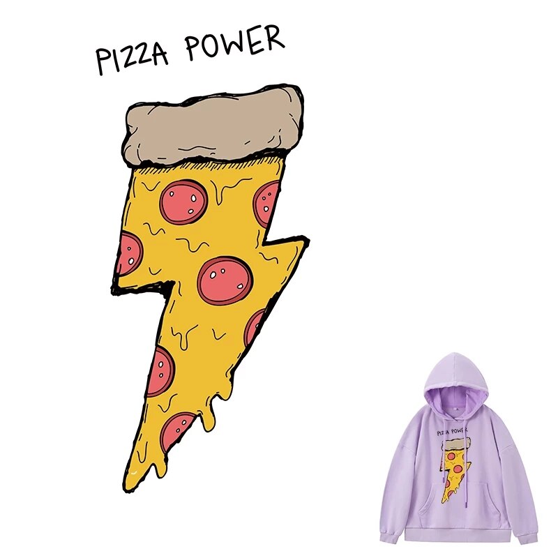 Comic Patches Heat Transfer Sticker Iron On Appliques Diy Hoddies Pizza Patch Thermal Vinyl Clothes Stickers Washable