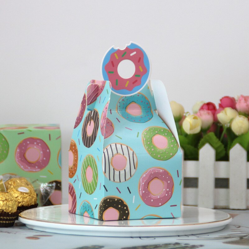 6PCS Donuts Paper Bags Candy Cookies Packaging DIY Kraft Boxes Kids Birthday Party Decoration Wedding Supplies: 6pcs E