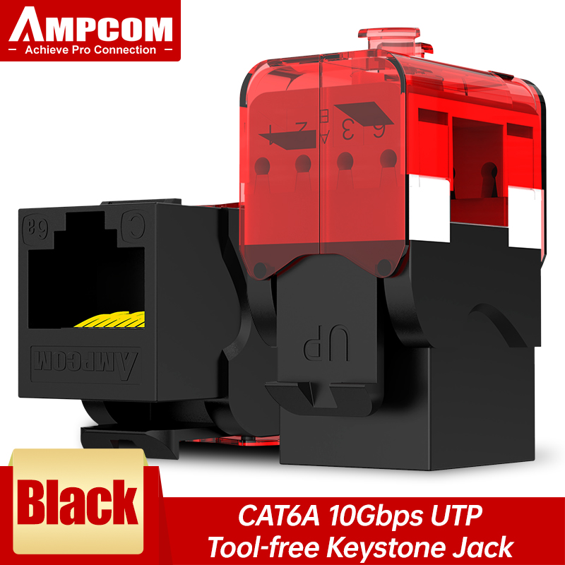 AMPCOM cat 6 tool free RJ45 Keystone Jack, CAT6a Cat6 Tool-Less RJ45 UTP Keystone Jack, No Punch-Down Tool Module Coupler: grey / 0.6m