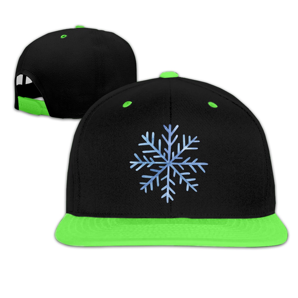 Gorros de Hip Hop para niños con de copo de nieve y Velcro ajustables: Verde