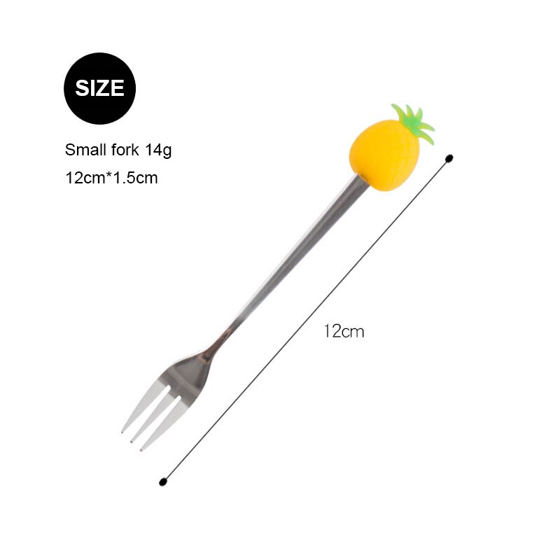 Mini Obst Muster Dessert Löffel Gabel Edelstahl Kaffee Rühren Löffel Langen Griff Eis Löffel Baby Küche Besteck: 08