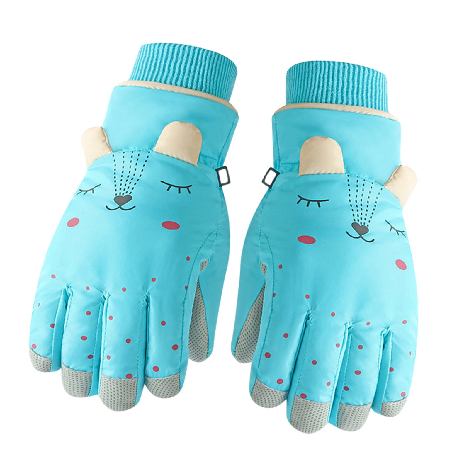Children Ski Gloves Winter Warm Gloves Boys Girls Waterproof Windproof Non-slip Snow Mittens Snowboard Extended Wrist Gloves: Sky Blue