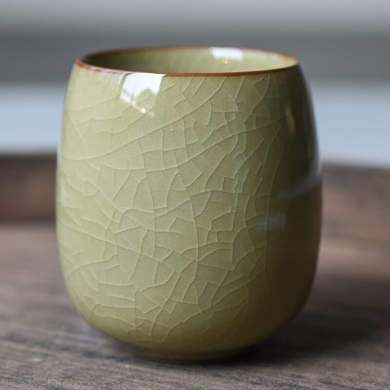 250ml Color sólido estilo chino tradicional craquelado de celadón taza de té de cerámica porcelana China tazas de té de café pequeñas: 3
