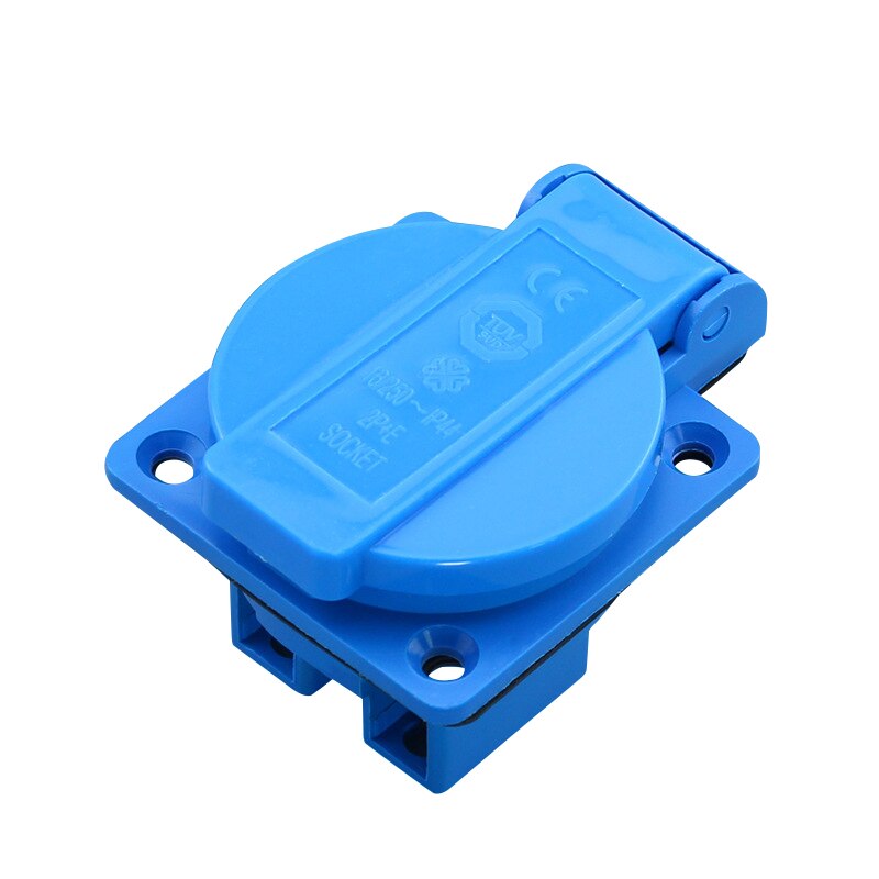 IP44 German waterproof socket 16A250V European dust socket, 50x50mm, home desktop European standard waterproof socket