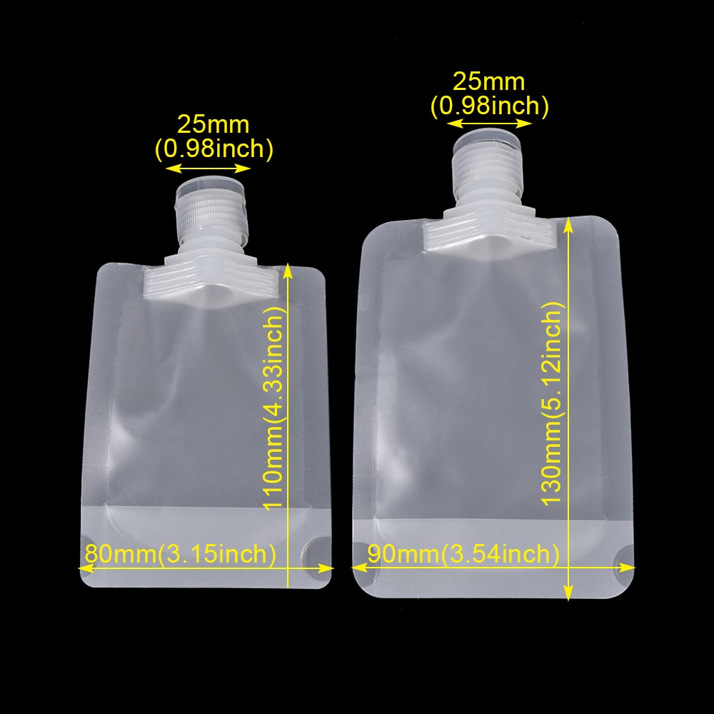 50ml/100ml wegwerp vloeistof zakjes duurzame doorzichtige reis handdesinfectiemiddel zak shampoo lotion verpakking zak met tuit verzegelde zak