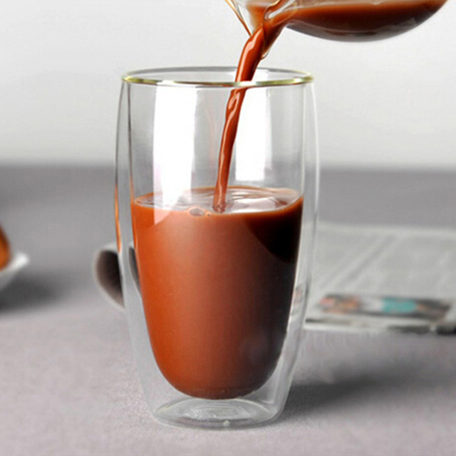 Dubbelwandige Koffie Cup Met Handvat Thermische Isolatie Dubbelwandige Glas Cups Creatieve Melk Cups: G 450ml