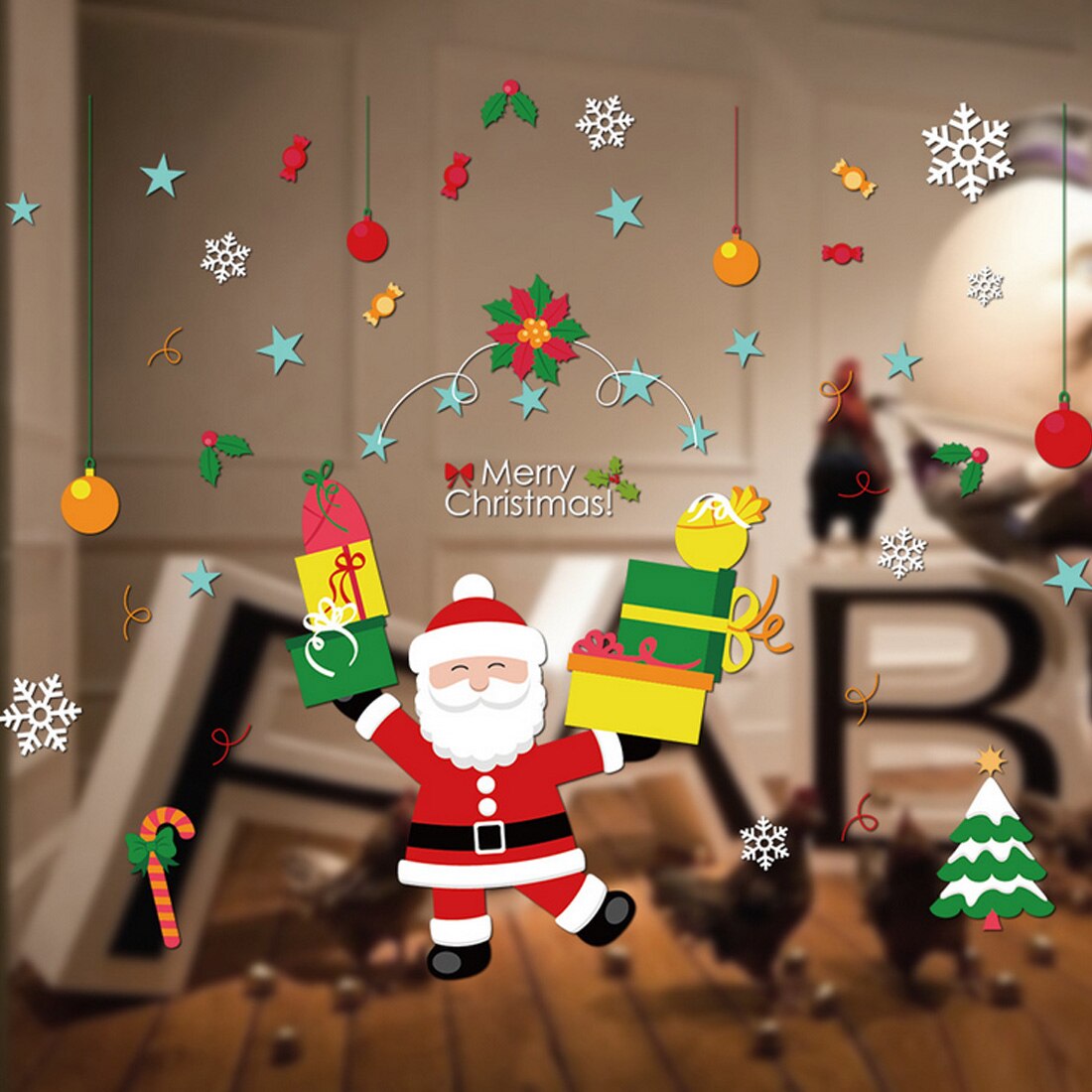 16 Styles Merry Christmas Window Glass PVC Wall Sticker DIY Snow Town Wall Stickers Year Home Decal Christmas Decoration: 2