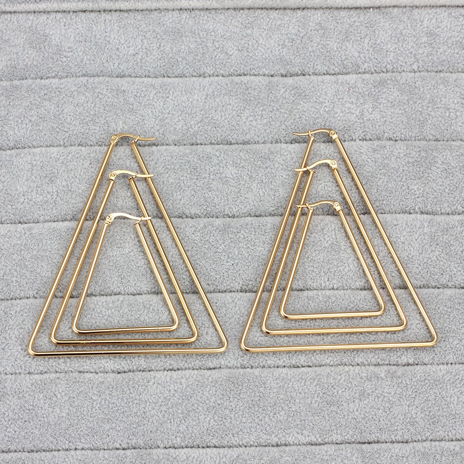 Geometric Hoop Earrings For Women Stainless Steel Gold Color Big Large Earrings Statement Jewelry