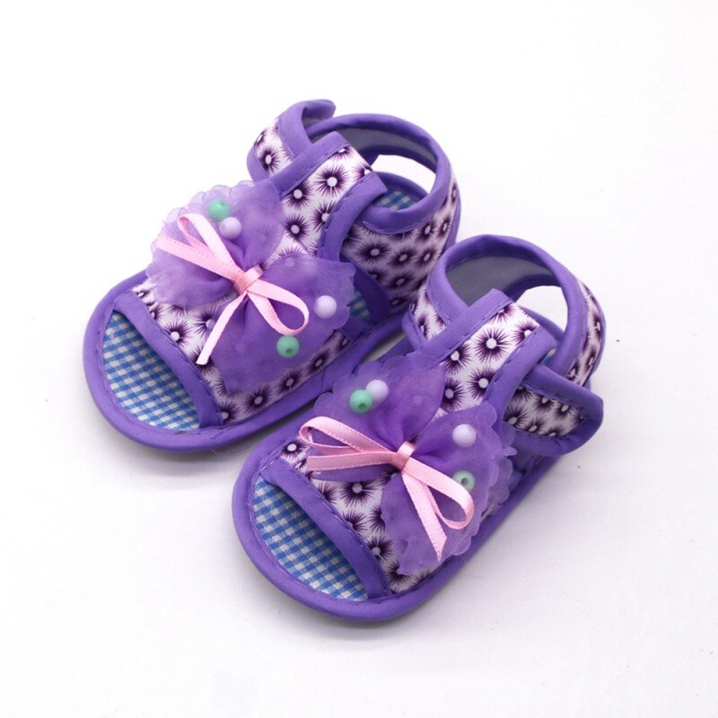 Peuter baby meisjes sandalen zachte zool babyschoenen antislip sandalen prewalkers strik wandelschoenen voor meisjes: Lavendel / 1