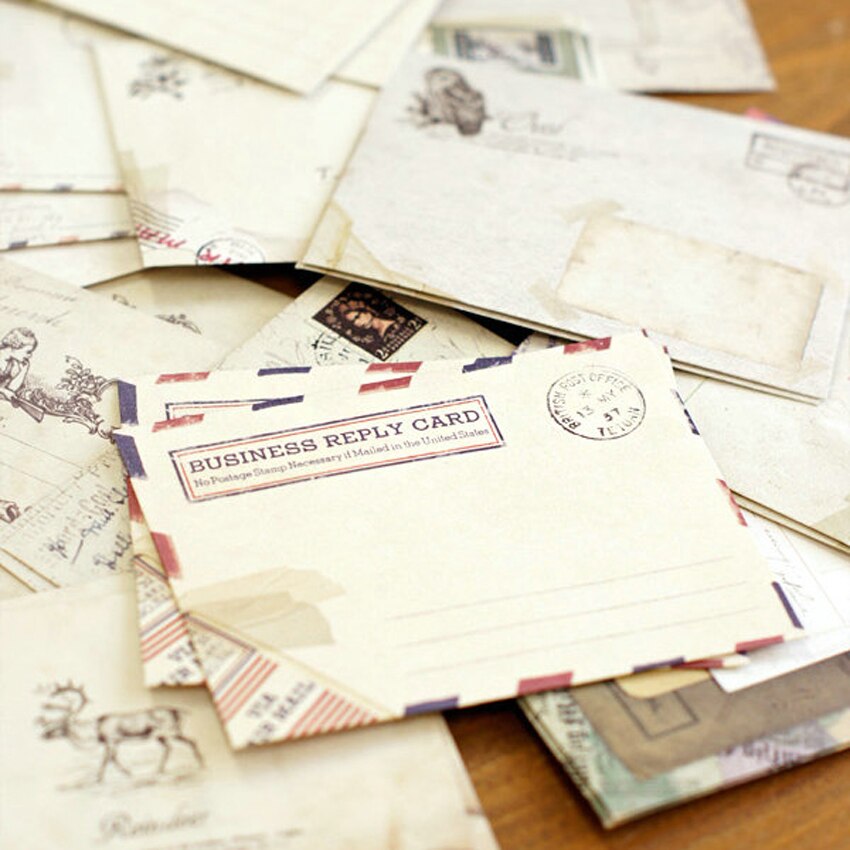 12pcs Mini Paper Ancient Envelope Vintage Home Office Stationery Craft Window Envelopes Wedding Invitation Stationery