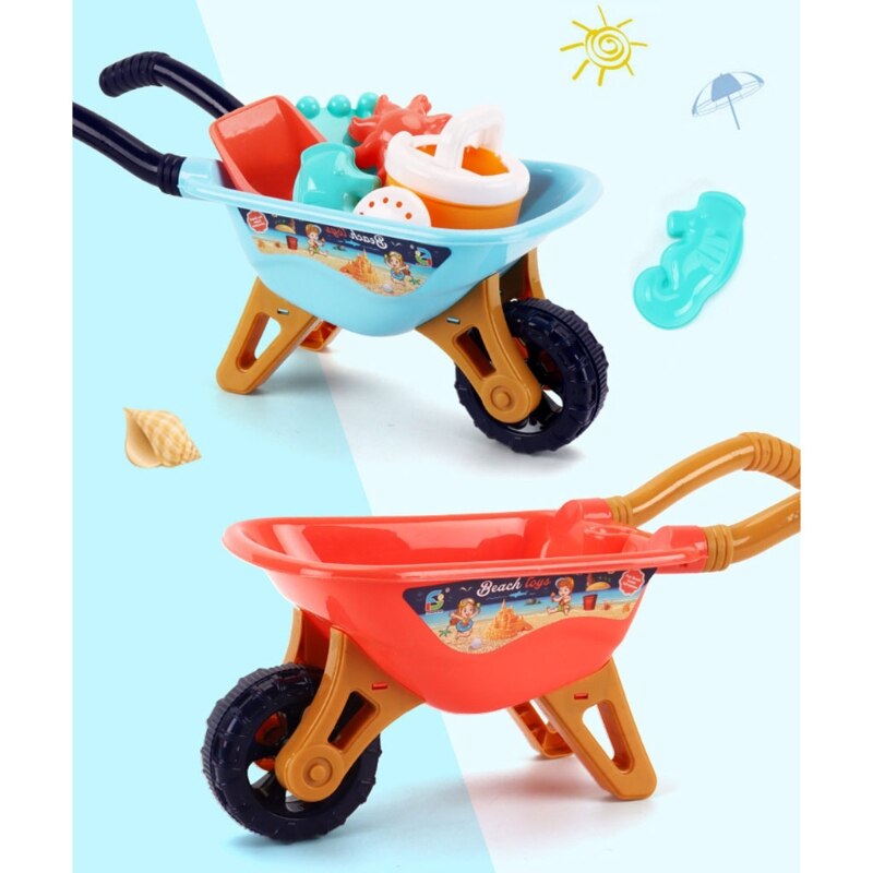 Kids Beach Sand Toys,6PCS Big Trolley Sand Toy Set,Reusable Sandbox Toys for Toddlers Summer Beach Toys