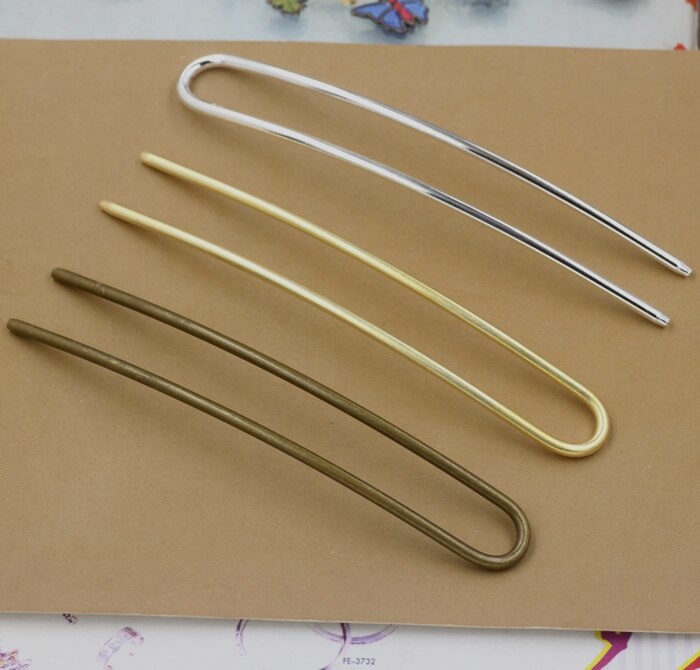 5 unids/lote Vintage bronce antiguo joyería para el cabello en forma de U pasadores de horquillas Retro arco largo Pin accesorios para el cabello Decoración