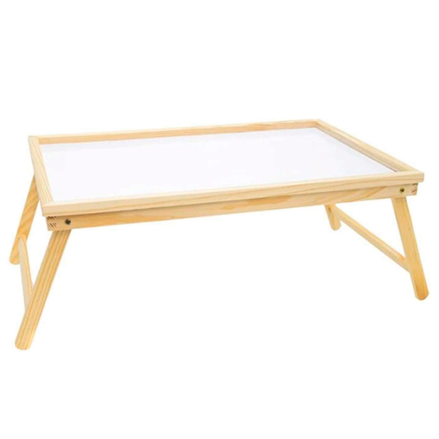 Bandeja de cama plegable de madera 50 x 30 x 23 cm. Mesita para desayuno con patas plegables
