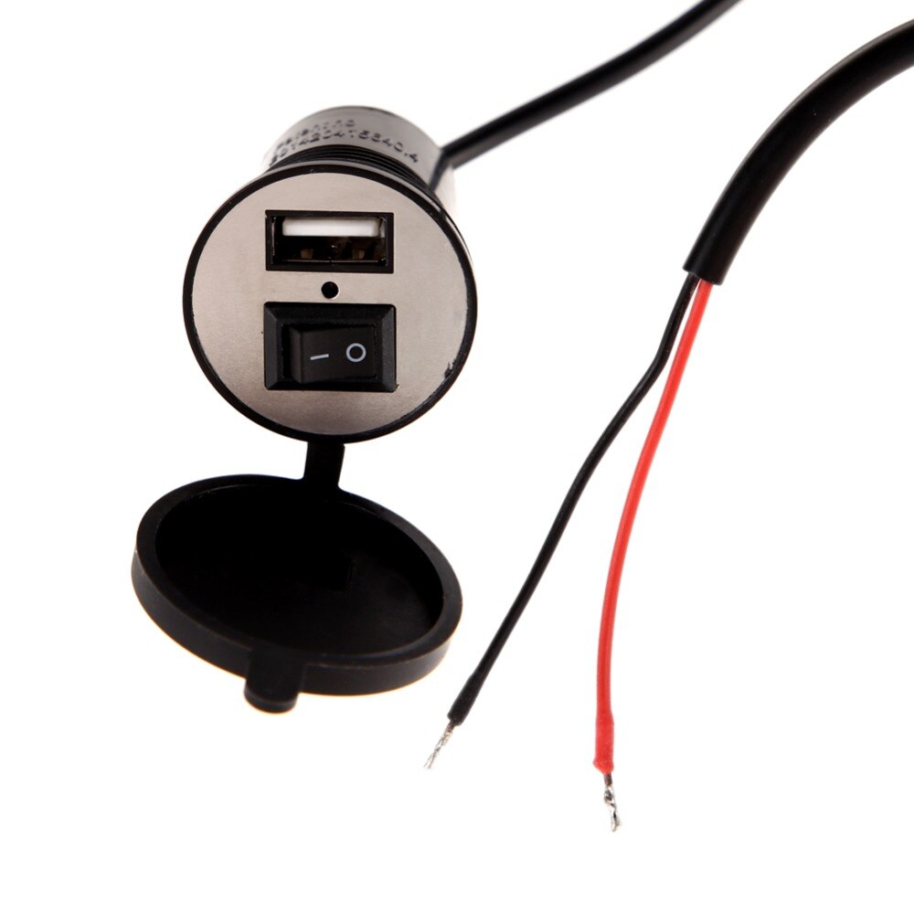 Moottoripyörän 12v/24v vedenpitävä usb-virtalaturin liitäntä turvakytkimellä matkapuhelimen mototarvikkeille