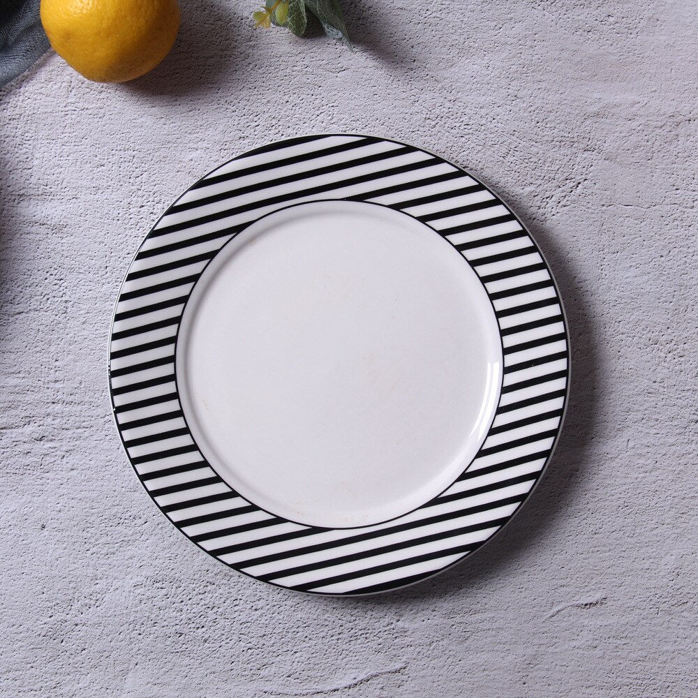 8 Inches Geometrische Steak Plaat Nordic Creatieve Eenvoudige Ronde Westerse Platen Ontbijt Taart Vruchten Schotel: A