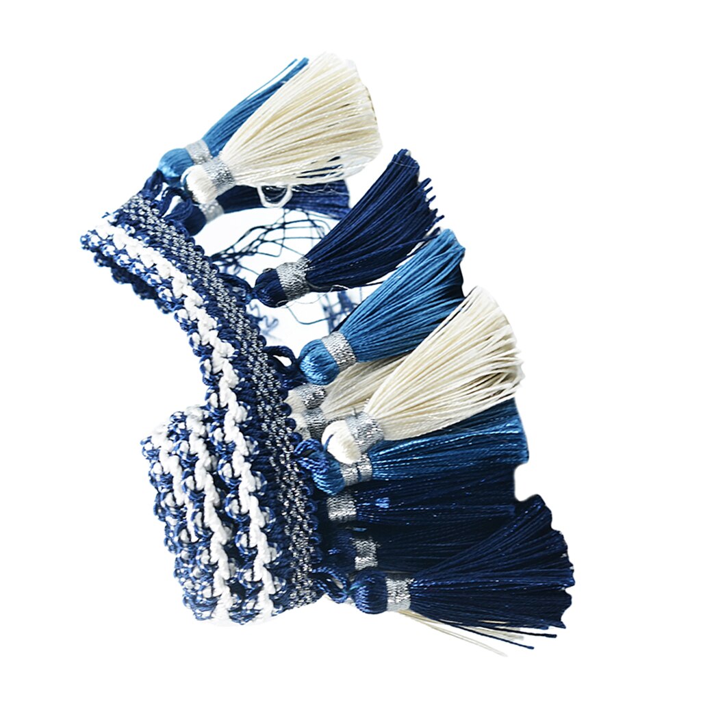 1 Yard European Tassel Edging Fringe Trim Embellishment for Clothing Curtain Decoration: BlueWhite