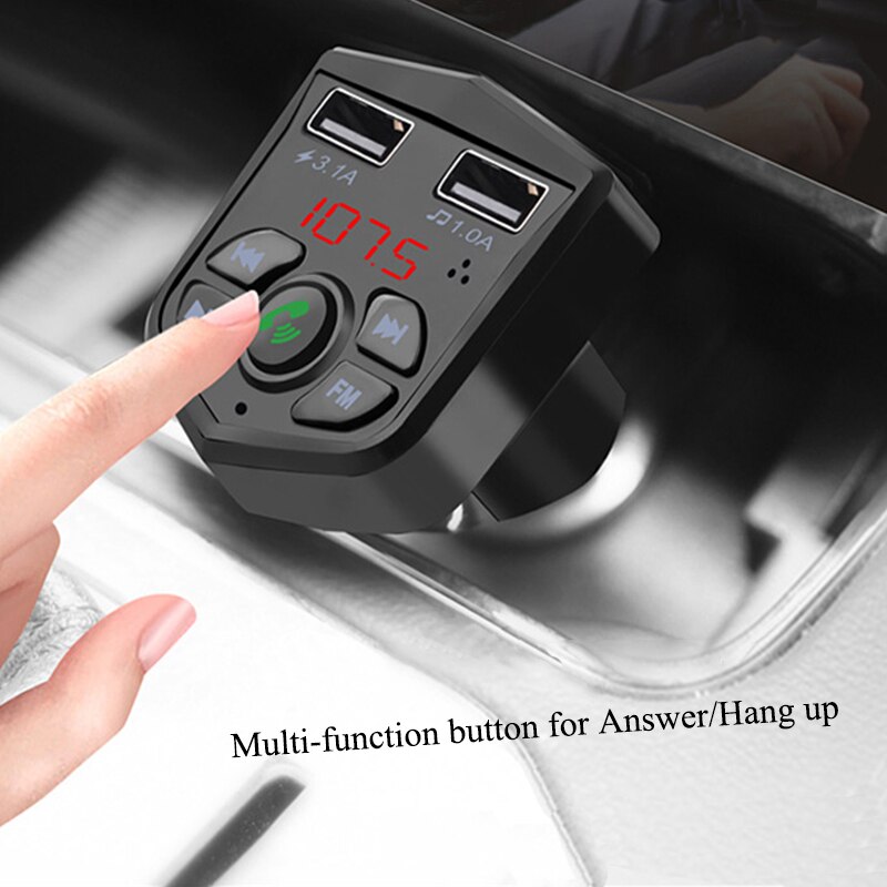 Bluetooth 5.0 FM Transmitter Auto - Handsfree Adapter Mit Dual USB Schnellladung & MP3 Player