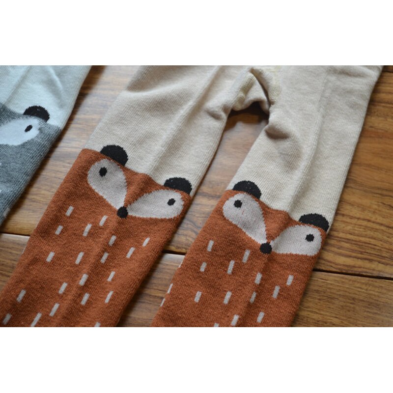 Cartoon Leuke Baby Panty Kids Panty Peuters Meisjes Kniehoge Panty Been Warmer Kousen Vos Dier Katoen Lange Kous: yellow fox tights / 0 to 1 year