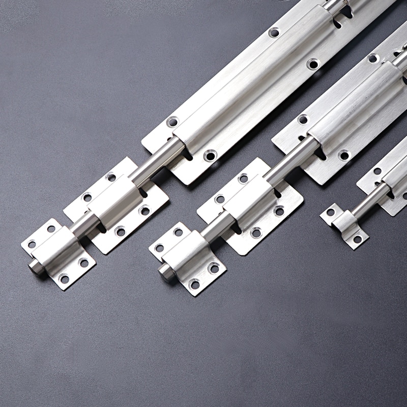 1Pc 2/3/4/5/6/8/10/12 Inch Long Silver Stainless Steel Door Latch Sliding Lock Barrel Bolt Latch Hasp Stapler Gate Safety Lock