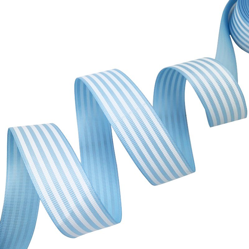 Cinta de grogrén a rayas de 25mm, cintas de decoración para envolver , impresas, 20 yardas/lote: LIGHT BLUE