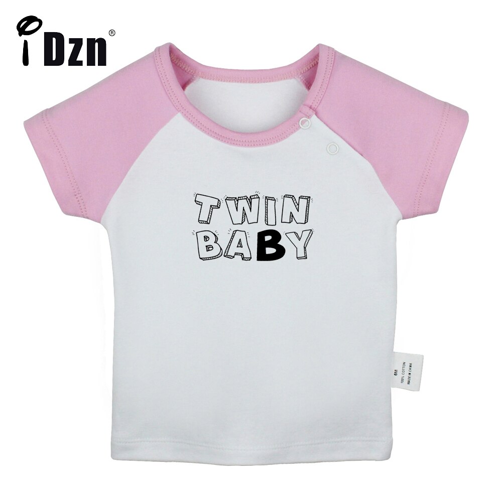 Idzn Zomer Twins Baby B Fun Art Gedrukt Baby Jongens T-shirts Leuke Baby Meisjes Korte Mouw T-shirt Pasgeboren katoenen Tops Kleding