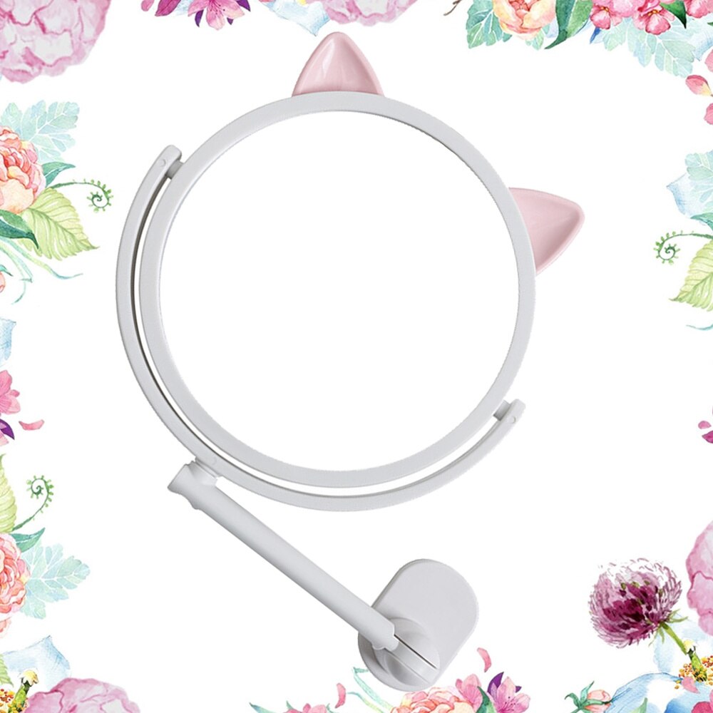 1pc Mirror Swivel Vanity Mirror Cat Ear Makeup Mirror Wall Mounted Cosmetics Mirror Bathroom Makeup Mirror