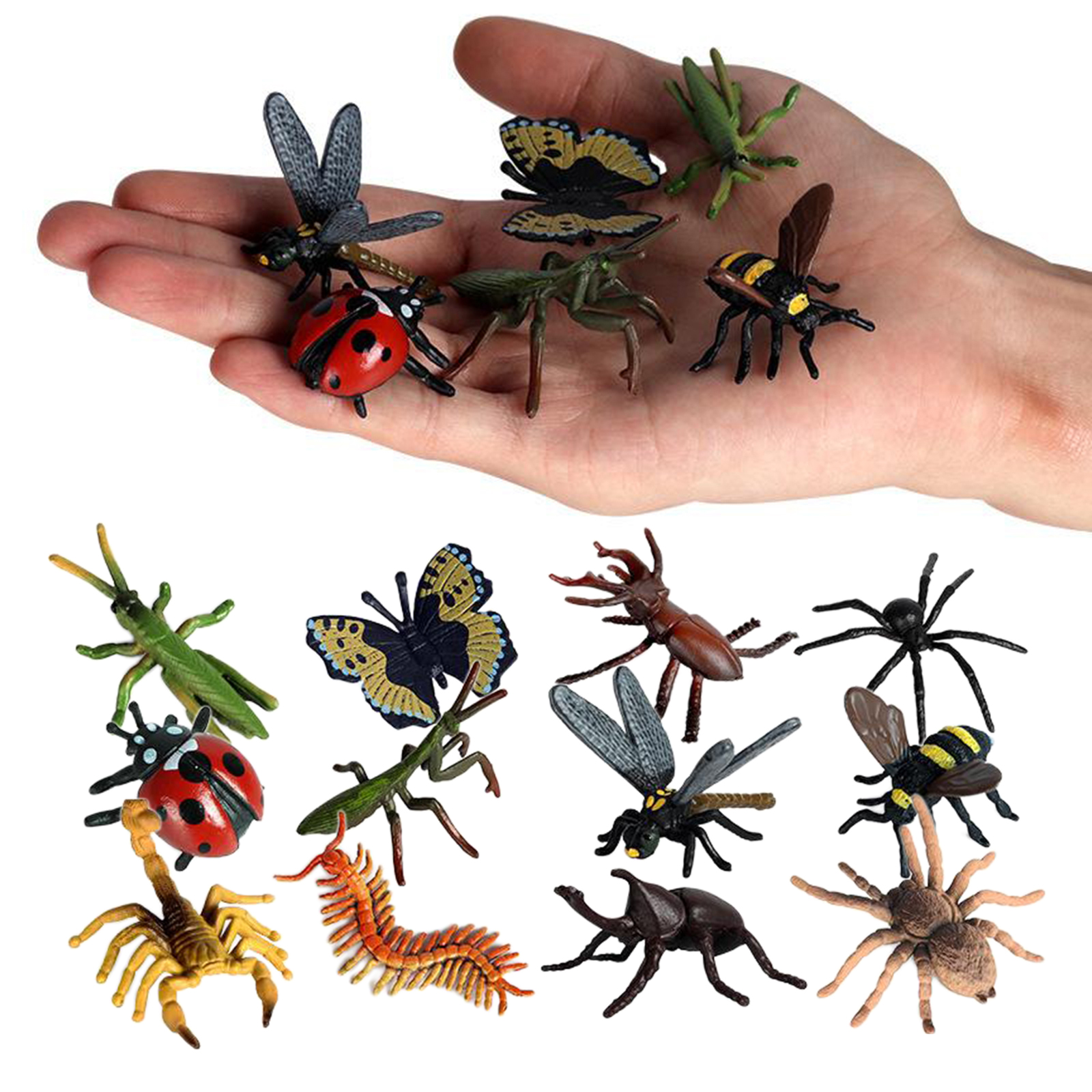 12pcs Plastic Realistic Insect Model Figure Toys Bug Scorpion Bee
