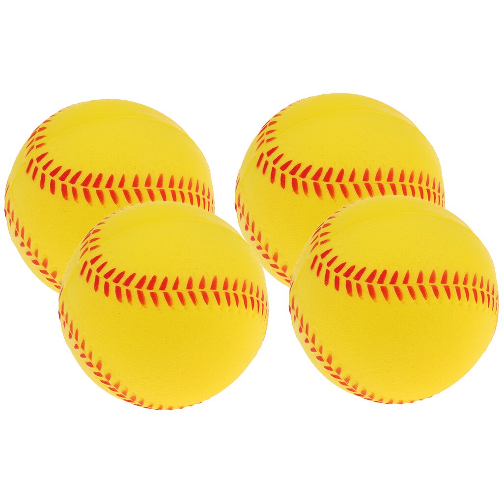 4x Exercise Safety Batting Practice Baseball Softball Bouncy Ball Yellow