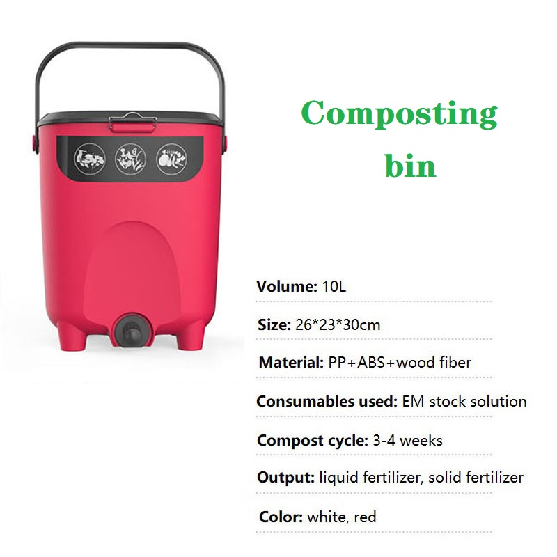 10L Compost Bin Composting Bucket Courtyard Garbage Bin Deciduous Leaf Collection Kitchen Waste Fermentation Box Organic