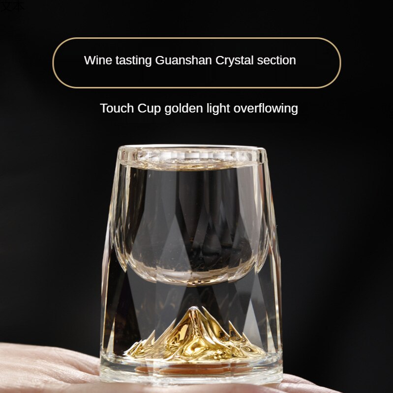 Licht Luxus Kristall Glas Gold Folie Wodka Glas Doppel Kreative Persönlichkeit Blei-Freies Sicherheit Festen Boden Glas