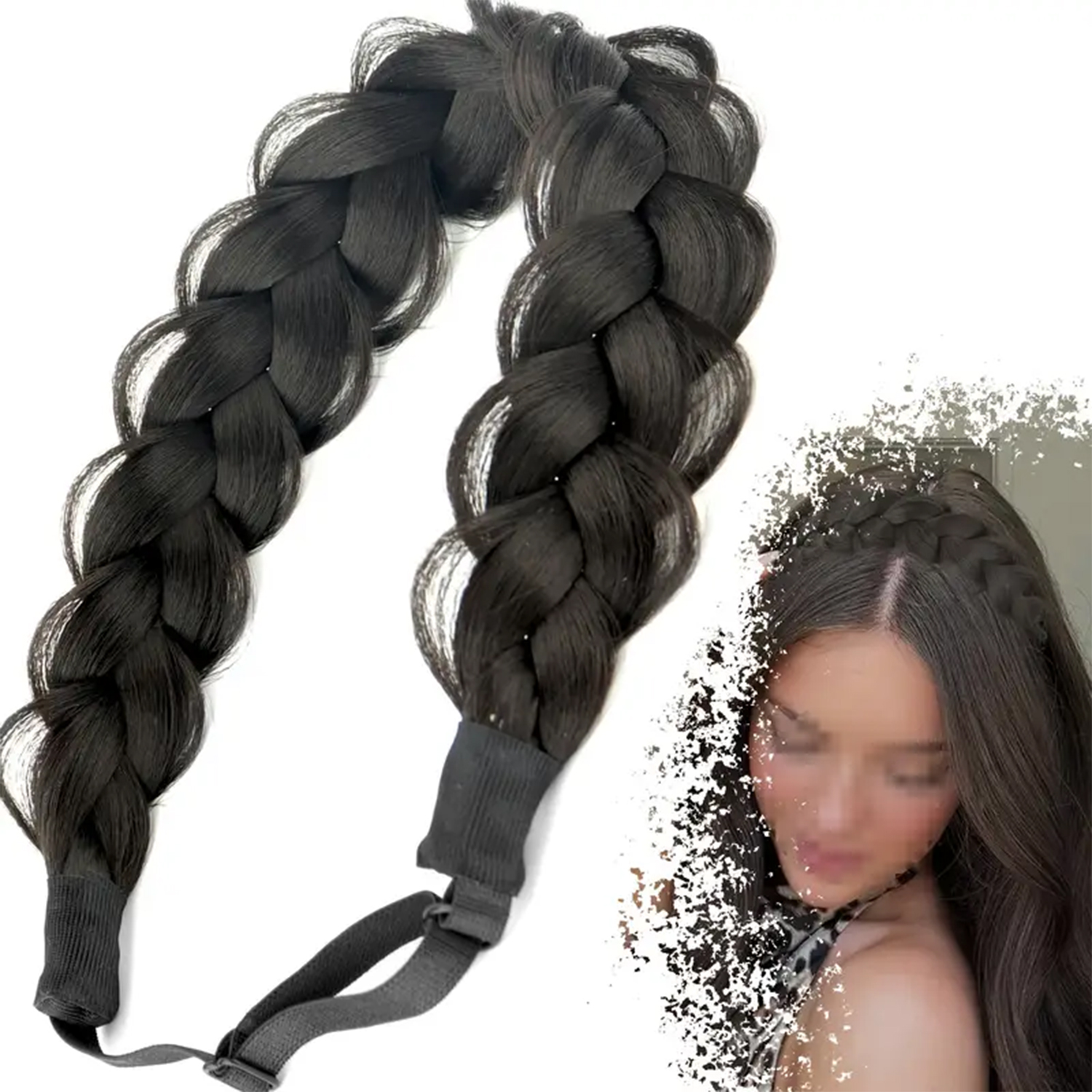 Synthetic Hair Braided Headband With Elastic Band Style Black Brown Girls Braided Headwear Hair Accessories Suitable For Women: GRAY