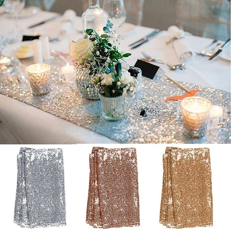 30 x 180cm färgglada paljetter bordslöpare glitter event festtillbehör bröllop jul tacksägelse hotell bankett heminredning