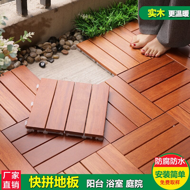 Balkon boden außen feste holz mosaik DIY Halbschuhe Schlecht garten Anti-Schleudern Anti-korrosion holz garten pflastern draussen bodenbelag