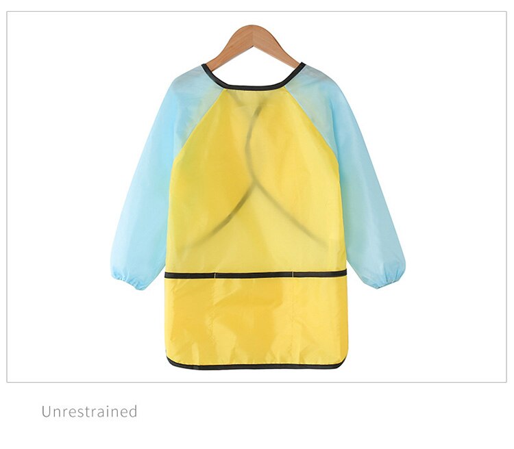 Leuke Baby Slabbetjes Waterdichte Lange Mouw Schort Kinderen Voeden Kiel Bib Burp Kleding Zachte Eten Peuter Kleding: blue yellow