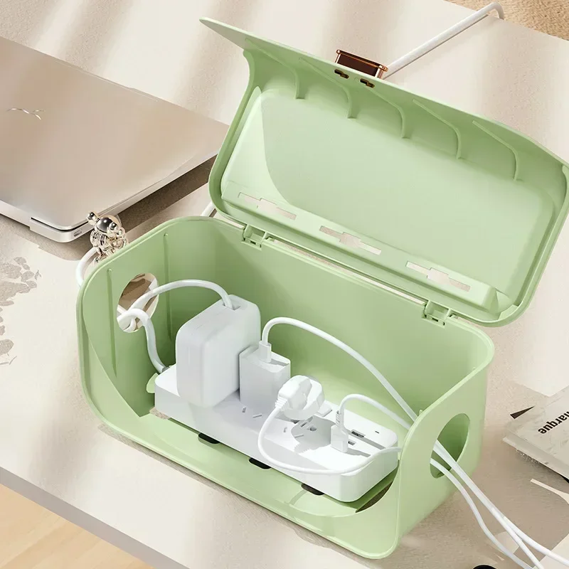 Desktop Cable Storage Box Power Line Storage Case Waterproof Dustproof Charger Socket Organizer Wire Case Cable Winder Organizer