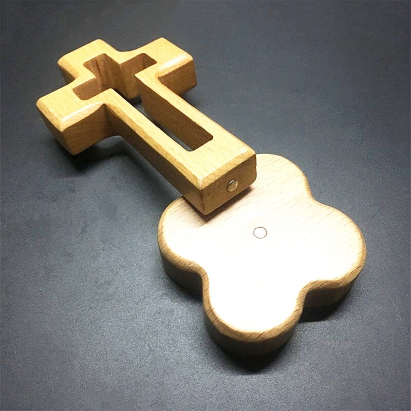 Aushöhlen Holz Sockel Kreuz Tisch Altar Kirche Dekor Religiöse Favor Stehen Kruzifix mit Basis 5,5x2,7 in