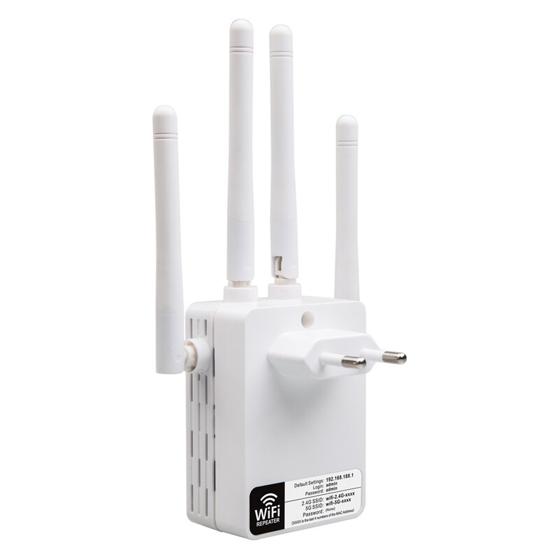 Wifi range extender 300/ 1200 mbps dual band 2.4/5 ghz wi-fi internet signal booster trådløs repeater til router nem opsætning wps e