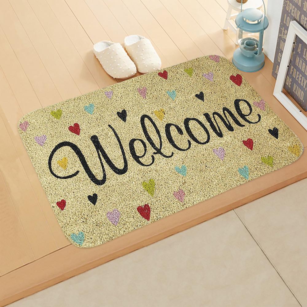 Paillasson rectangulaire tapis de bain antidérapant, entrée avec lettres de bienvenue imprimées, 1 pièce, pour chambre à coucher, cuisine, entrée: 01