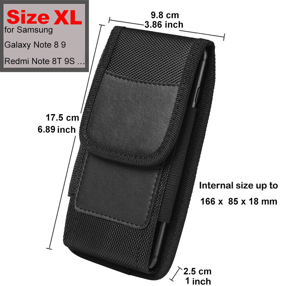 Custodia universale per uomo con Clip per cintura custodia per marsupio custodia in Nylon custodia protettiva per telefono verticale con supporto per carta Clip in metallo: Size XL