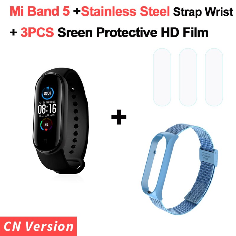 Original Xiaomi Mi Band 5 Smart Bracelet 1.1" AMOLED Colorful Screen Heart Rate Fitness Tracker Waterproof Mi Band 5 Wristbands: 9