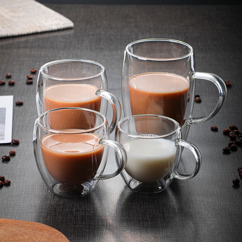 Transparent glass coffee cup milk whiskey tea beer double heat resistant cocktail Vodka wine mug Drinkware tumbler cups