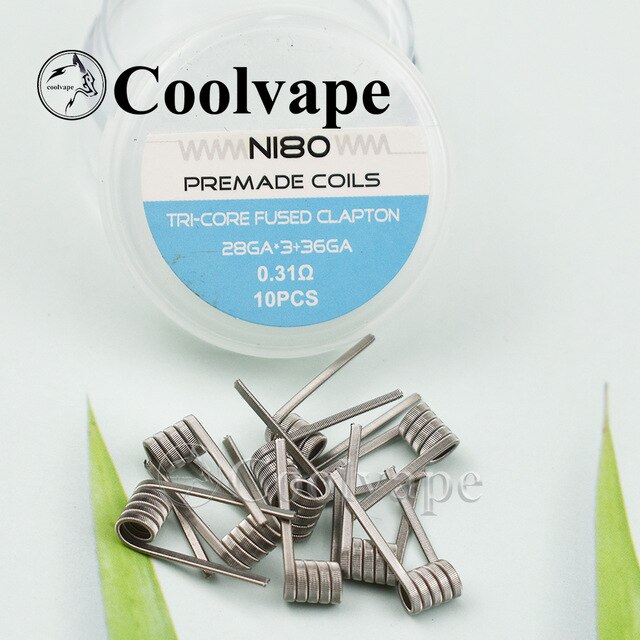 Wolf Coolvape NI80 bobine prefabbricate Clapton ad alta densità bobina Premade per filo di riscaldamento Mod atomizzatore rta e-cig RDA RTA da 510 fili: 0.31ohm / 1pcs