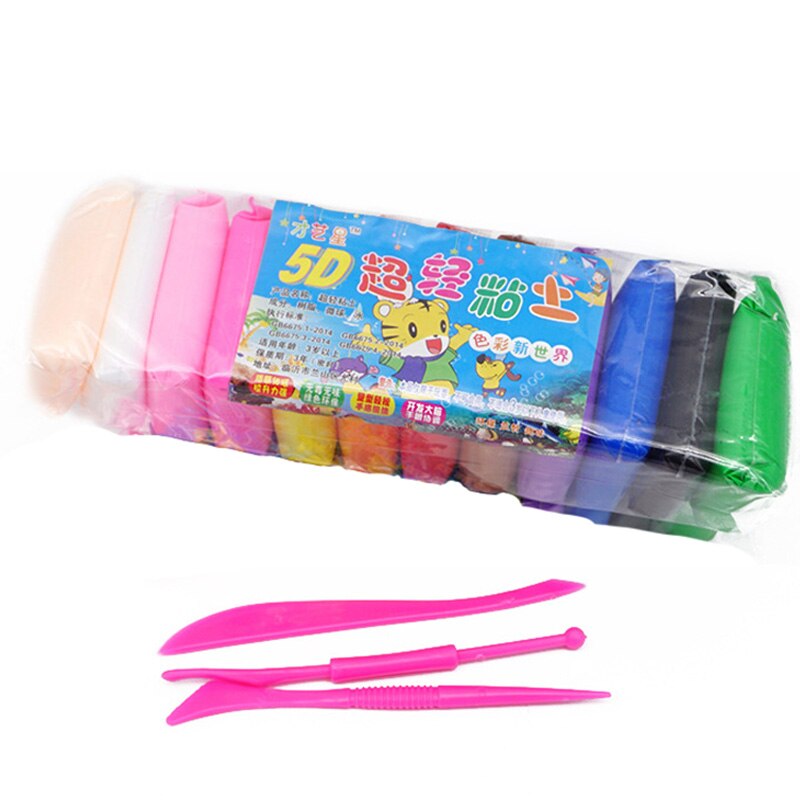 12 24 36 st/set mjuk lera med verktyg färgglad pysselleksak barn gör det själv polymer plasticine dagis pedagogiska leksaker för barn: 12 st