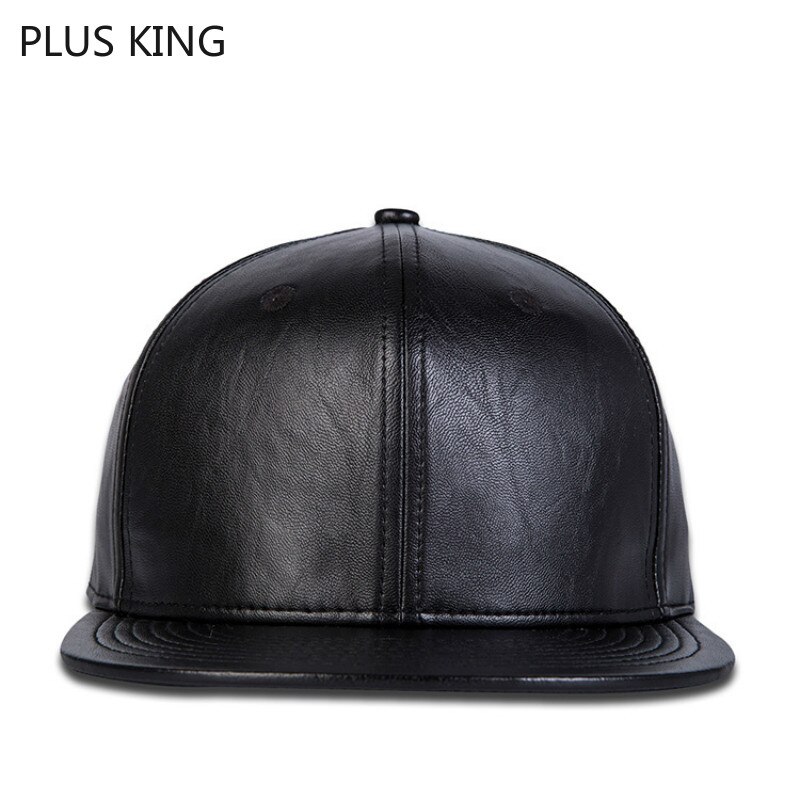 Solid Color Black Hip Hop Cap PU Leather Hat Cap Men Snapback