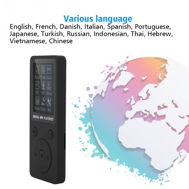 VBESTLIFE-reproductor de música MP4 con pantalla portátil, compatible con tarjeta TF de 32GB y auriculares, reproductores de música MP4 con Larga modo de reposo de tiempo