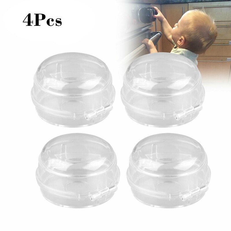 4Pcs Universal Kitchen Stove Knob Covers Protection Locks Clear for Child Safety: Default Title